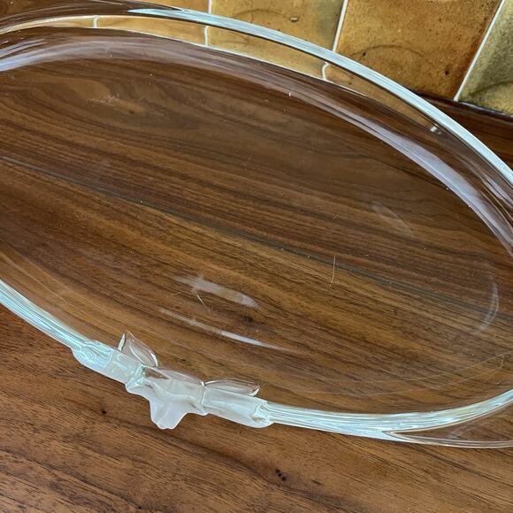 Vintage Mikasa Frosted Flower Glass Oval Serving Tray 15.5"x8" - Picture 10 of 14